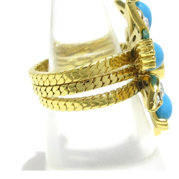 Gucci NIB NWOT flower ring blue gold stackable w/ box $799 retail US size 6 - Picture 2 of 4